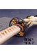 Handmade Damascus Steel Katana Sword – White Threaded Handle with Black and Golden Detailing Near Handle – Black Blade Cover with White Lace – Full Tang Samurai Sword for Collectors, Anniversaries, Christmas, or Groomsmen Gifts - TheBlacksmithLtd #