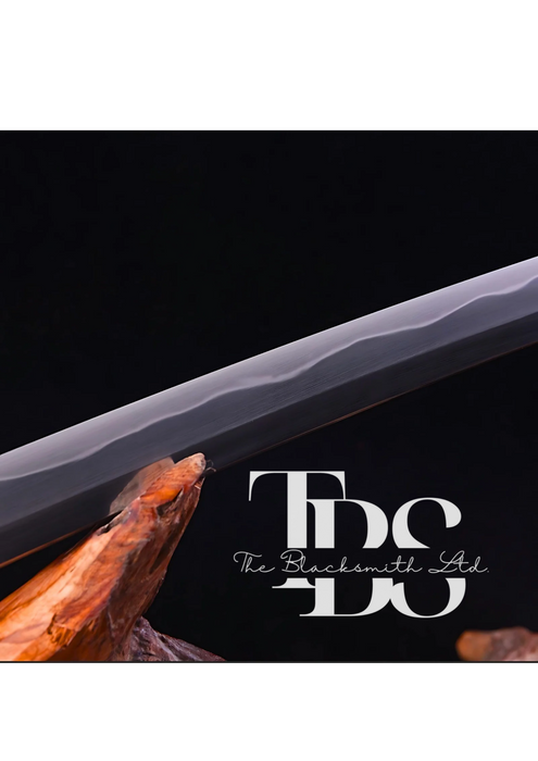 Handmade Damascus Steel Katana Sword – White Threaded Handle with Black and Golden Detailing Near Handle – Black Blade Cover with White Lace – Full Tang Samurai Sword for Collectors, Anniversaries, Christmas, or Groomsmen Gifts - TheBlacksmithLtd #