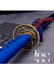 Handmade Damascus Steel Katana Sword – Blue Threaded Handle with Golden Detailing Near Handle – Black Blade Cover with Blue Lace – Full Tang Samurai Sword for Collectors, Anniversaries, Christmas, or Groomsmen Gifts - TheBlacksmithLtd #