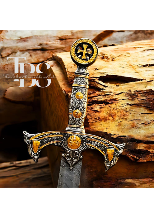 Handcrafted Crusader Sword, Medieval Knight Replica Sword, Historical Collectible, Fantasy Cosplay Sword, Christmas Gift, Anniversary Gift, Groomsmen Gift - TheBlacksmithLtd #