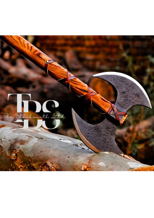 Handcrafted Viking Double-Headed Axe, Norse-Inspired Battle Axe, Handmade Fantasy Weapon, Medieval Cosplay Axe, Christmas Gift, Anniversary Gift, Groomsmen Gift - TheBlacksmithLtd #