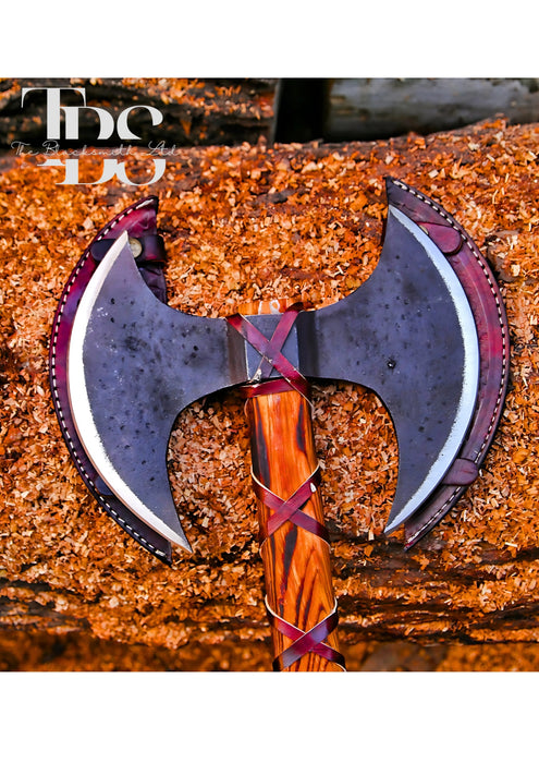 Handcrafted Viking Double-Headed Axe, Norse-Inspired Battle Axe, Handmade Fantasy Weapon, Medieval Cosplay Axe, Christmas Gift, Anniversary Gift, Groomsmen Gift - TheBlacksmithLtd #