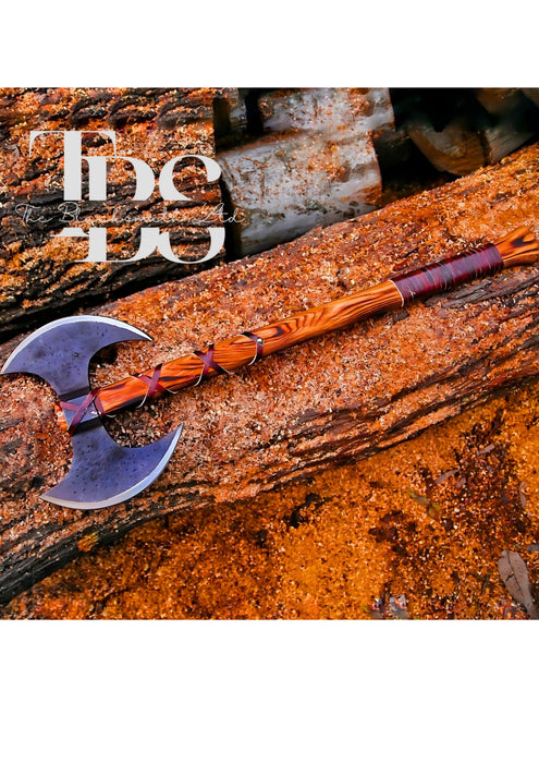 Handcrafted Viking Double-Headed Axe, Norse-Inspired Battle Axe, Handmade Fantasy Weapon, Medieval Cosplay Axe, Christmas Gift, Anniversary Gift, Groomsmen Gift - TheBlacksmithLtd #