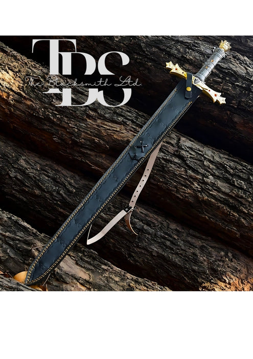 Handcrafted Templar Knight’s Sword, Crusader Sword Replica, Medieval Collectible Sword, Historical Cosplay Weapon, Fantasy Display Sword, Christmas Gift, Anniversary Gift, Groomsmen Gift - TheBlacksmithLtd #