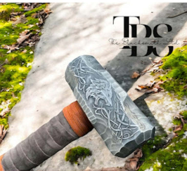 Fenrir Viking Hammer – Hand-Engraved Wolf Hammer Inspired by Norse Mythology | 20-Inch Unique Anniversary, Christmas, or Groomsmen Gift