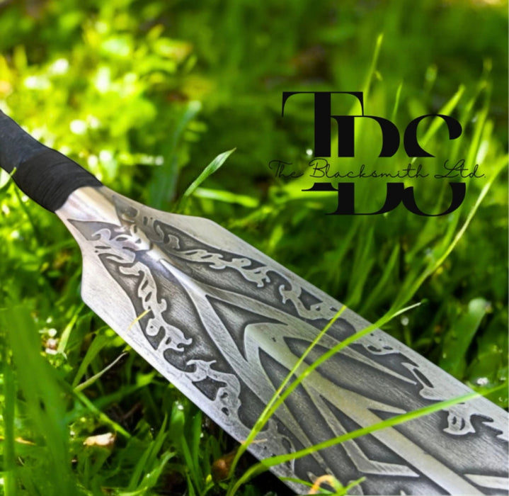 Dragon Slayer Fantasy Spear – Hand Engraved 60-Inch Warrior Spear | Perfect for Renaissance Faires, Cosplay, and Unique Gifts