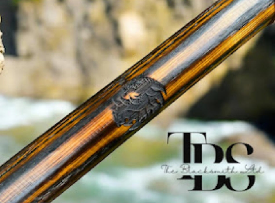 Handcrafted Viking Spear | 45-Inch Engraved Runes & Scales Spear | Norse Mythology Weapon | Christmas, Anniversary, Groomsmen Gift