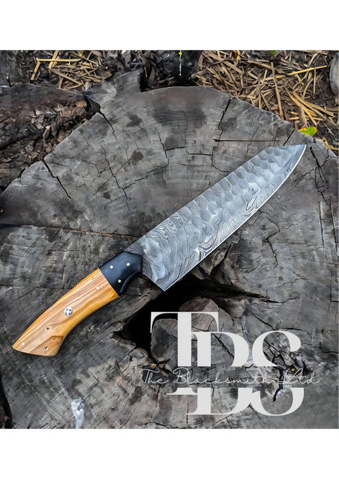 Handmade Damascus Steel Knife with Light Brown Bone-Like Handle – Perfect for Christmas Gifts, Anniversary Gifts, and Groomsmen Gifts