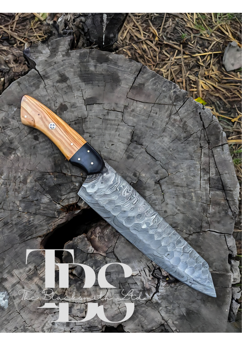 Handmade Damascus Steel Knife with Light Brown Bone-Like Handle – Perfect for Christmas Gifts, Anniversary Gifts, and Groomsmen Gifts