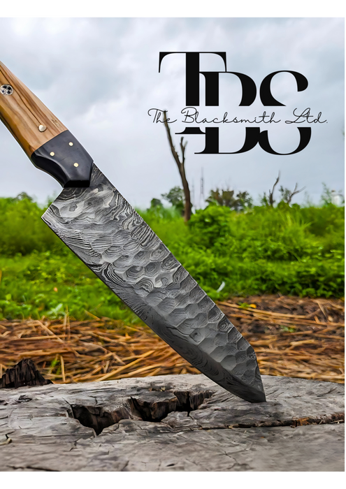 Handmade Damascus Steel Knife with Light Brown Bone-Like Handle – Perfect for Christmas Gifts, Anniversary Gifts, and Groomsmen Gifts