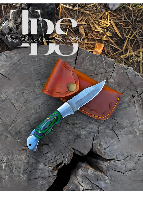 Green Handle Damascus Pocket Knife