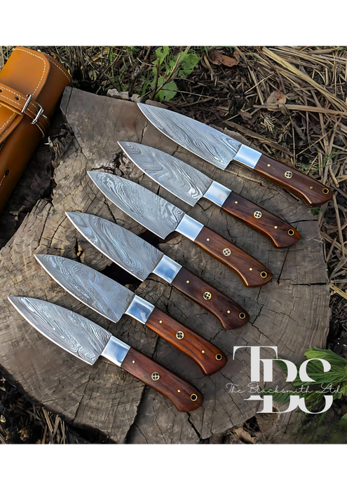 Handmade Brown Handle Knife with Damascus Style Blade – Perfect Anniversary, Groomsmen, or Christmas Gift