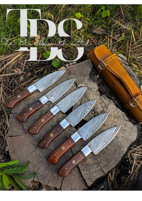 Handmade Brown Handle Knife with Damascus Style Blade – Perfect Anniversary, Groomsmen, or Christmas Gift