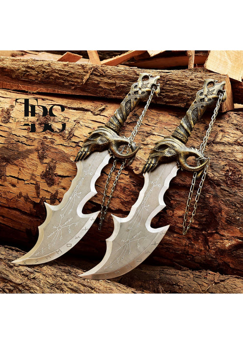 Handcrafted Blades of Chaos, Kratos God of War Metal Replica, Norse Mythology Cosplay Daggers, Christmas Gift, Anniversary Gift, Groomsmen Gift - TheBlacksmithLtd #