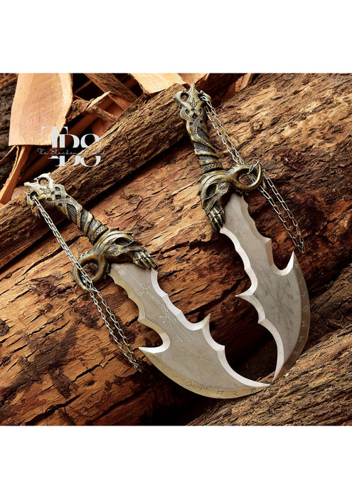 Handcrafted Blades of Chaos, Kratos God of War Metal Replica, Norse Mythology Cosplay Daggers, Christmas Gift, Anniversary Gift, Groomsmen Gift - TheBlacksmithLtd #