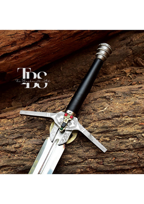 Handcrafted, Wild Hunt, Geralt of Rivia Arondight's Witcher Black Sword, Personalized Sword, Two-Handed Sword Of Witcher Geralt Of Rivia w/ Sheath Leather Strap, House of the Dragon Cosplay Sword, Christmas Gift, Anniversary Gift, Groomsmen Gift - TheBlacksmithLtd #