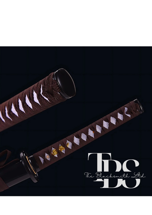 Handcrafted Damascus Steel Katana Sword with Brown and Black Detailing – Exquisite Full Tang Samurai Dragon Design – Japanese Collectible Sword for Martial Arts, Anniversary, Wedding, Christmas, or Groomsmen Gift - TheBlacksmithLtd #