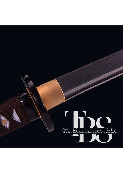 Handcrafted Damascus Steel Katana Sword with Brown and Black Detailing – Exquisite Full Tang Samurai Dragon Design – Japanese Collectible Sword for Martial Arts, Anniversary, Wedding, Christmas, or Groomsmen Gift - TheBlacksmithLtd #