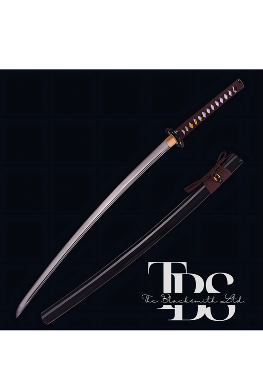 Handcrafted Damascus Steel Katana Sword with Brown and Black Detailing – Exquisite Full Tang Samurai Dragon Design – Japanese Collectible Sword for Martial Arts, Anniversary, Wedding, Christmas, or Groomsmen Gift - TheBlacksmithLtd #