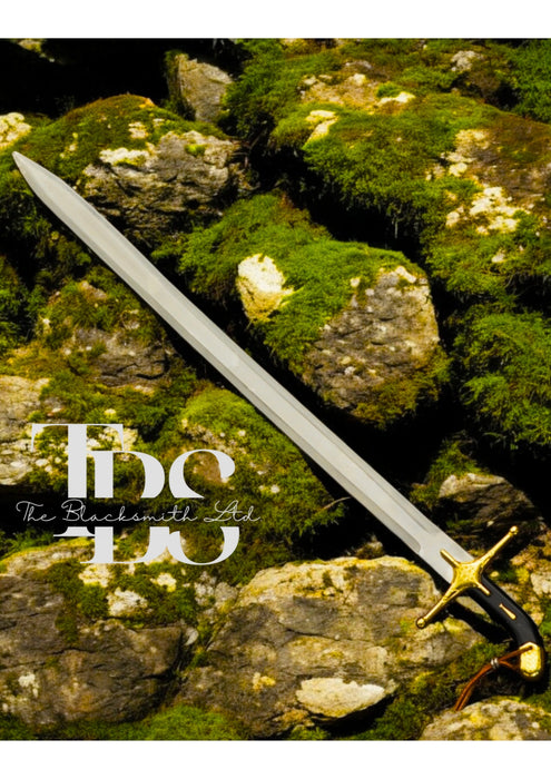 Handmade Prophet Muhammad Al-Qadeeb Sword – 36-Inch Plain Blade with Black Handle and Golden Detailing – Wooden Box – Collectible Gift, Anniversary Gift, Groomsmen Gift