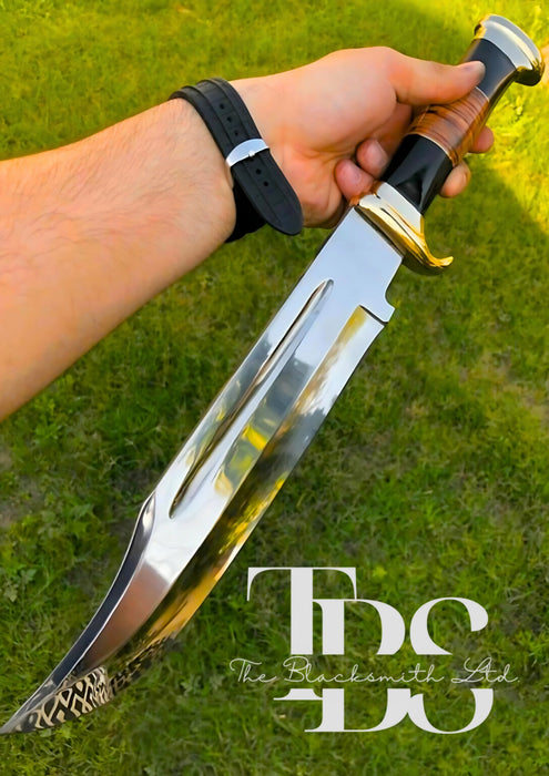 Handmade Bushcraft Fixed Blade Hunting Crocodile Bowie Knife – 18 Inches – Includes Sheath – Ideal for Collectors, Hunters, Anniversary Gifts, and Groomsmen Gifts