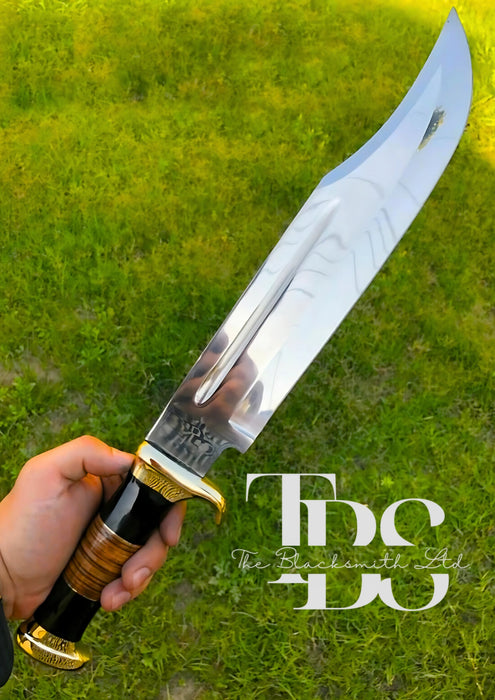 Handmade Bushcraft Fixed Blade Hunting Crocodile Bowie Knife – 18 Inches – Includes Sheath – Ideal for Collectors, Hunters, Anniversary Gifts, and Groomsmen Gifts