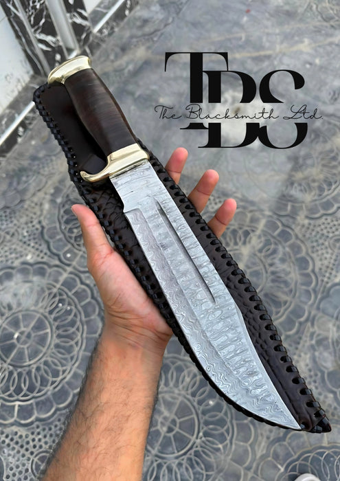 Handmade Bushcraft Fixed Blade Hunting Crocodile Bowie Knife – 18 Inches – Includes Sheath – Ideal for Collectors, Hunters, Anniversary Gifts, and Groomsmen Gifts