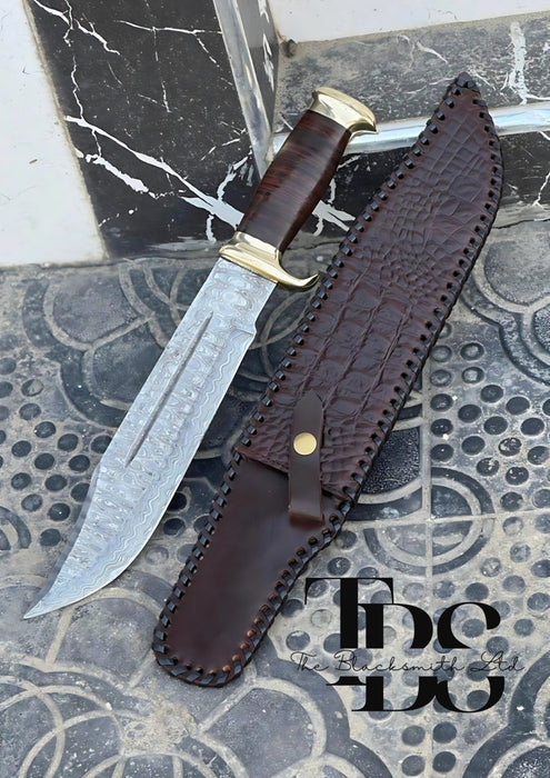 Handmade Bushcraft Fixed Blade Hunting Crocodile Bowie Knife – 18 Inches – Includes Sheath – Ideal for Collectors, Hunters, Anniversary Gifts, and Groomsmen Gifts