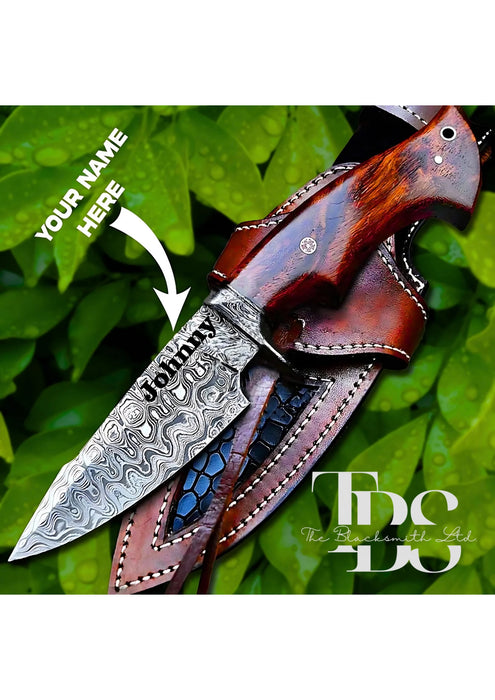 Custom Handmade Damascus Steel Knife – 10 Inch – Engraved Blade – Multiple Handle Colors – Personalized Engraving Option – Perfect Gift for Anniversary, Groomsmen, or Christmas