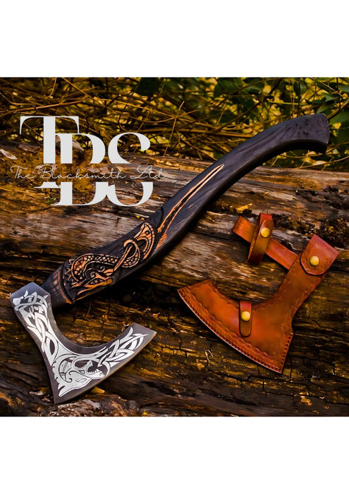 Handcrafted Viking Leviathan Axe – Customizable Designs with Sheath Cover – Ideal for Anniversary, Christmas, and Groomsmen Gifts.