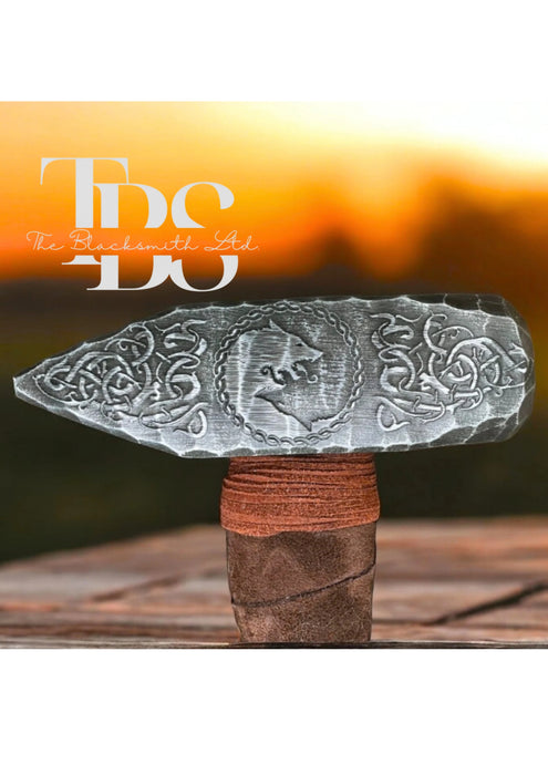 Engraved Viking Wolf Hammer | 16-Inch Blacksmithing Mjolnir | Norse Mythology Cosplay Weapon | Christmas, Anniversary, Groomsmen Gift