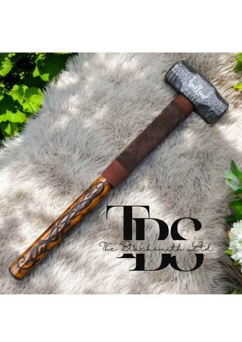 Large 6lb Tree of Life Viking Hammer | Hand Engraved Yggdrasil Design | 20-Inch Rustic Norse Hammer | Christmas, Anniversary, Groomsmen Gift