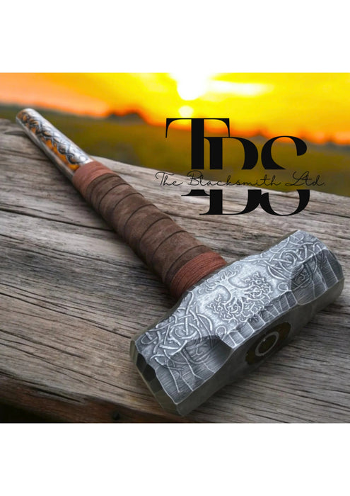 Large 6lb Tree of Life Viking Hammer | Hand Engraved Yggdrasil Design | 20-Inch Rustic Norse Hammer | Christmas, Anniversary, Groomsmen Gift