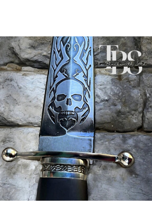 Extinguishing Skull Dagger – 19-Inch Handcrafted Blade with Black Leather Sheath | Engraved Cold Steel Dagger for Cosplay, Renaissance Faire, or Collectors | Unique Anniversary, Christmas, and Groomsmen Gift