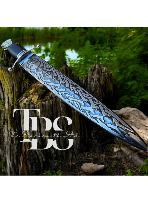 Extinguishing Skull Dagger – 19-Inch Handcrafted Blade with Black Leather Sheath | Engraved Cold Steel Dagger for Cosplay, Renaissance Faire, or Collectors | Unique Anniversary, Christmas, and Groomsmen Gift