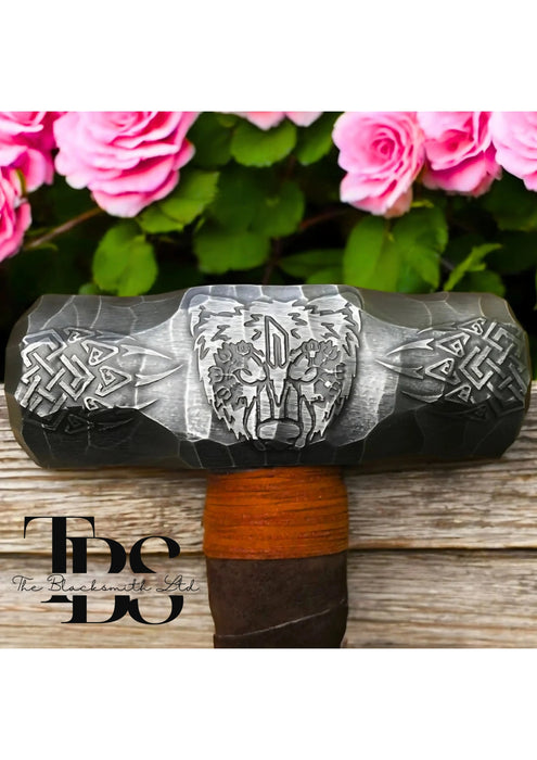 Handmade 4lb Viking Hammer | Bear Head & Claw Engraving | Small Mjolnir-Inspired Hammer | Christmas, Anniversary, Groomsmen Gift