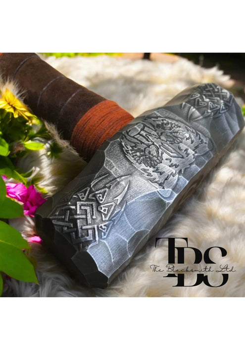 Handmade 4lb Viking Hammer | Bear Head & Claw Engraving | Small Mjolnir-Inspired Hammer | Christmas, Anniversary, Groomsmen Gift