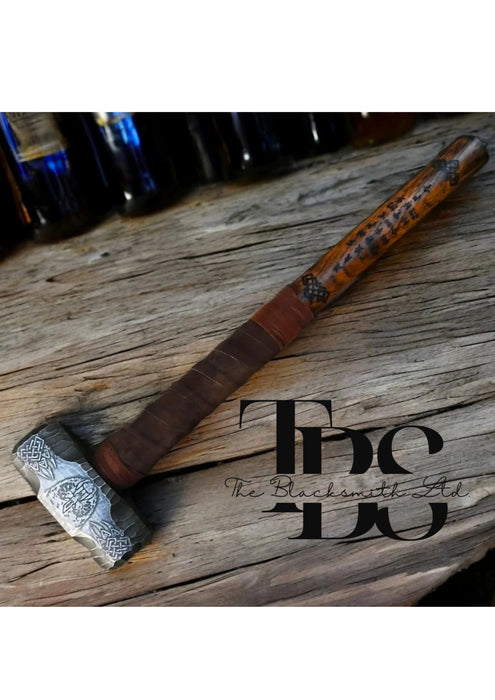 Handcrafted 6lb Bear Hammer – Engraved Berserker Maul with Norse Runes | Aegishjalmur & Vegvisir Totem Design, 16-Inch Wooden Handle | Perfect for Collectors, Ren Faires, Groomsmen Gifts, and Unique Occasions