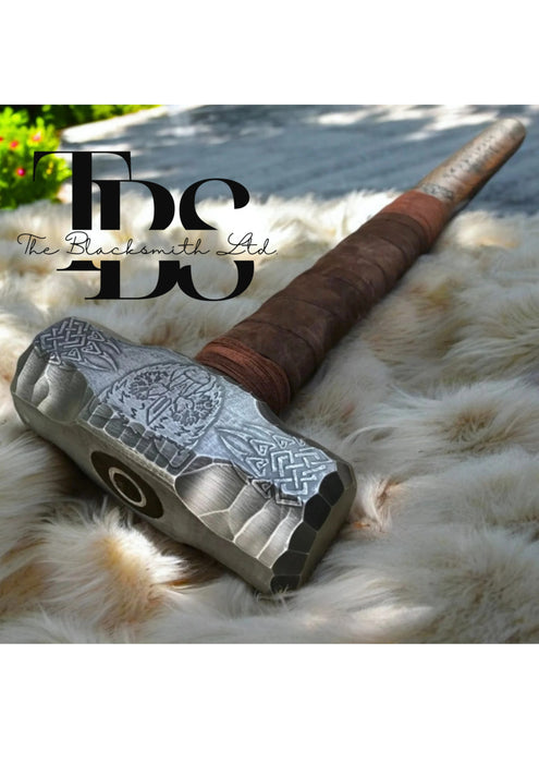 Handcrafted 6lb Bear Hammer – Engraved Berserker Maul with Norse Runes | Aegishjalmur & Vegvisir Totem Design, 16-Inch Wooden Handle | Perfect for Collectors, Ren Faires, Groomsmen Gifts, and Unique Occasions