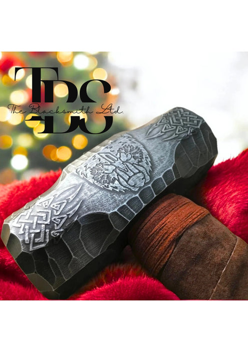 Handcrafted 6lb Bear Hammer – Engraved Berserker Maul with Norse Runes | Aegishjalmur & Vegvisir Totem Design, 16-Inch Wooden Handle | Perfect for Collectors, Ren Faires, Groomsmen Gifts, and Unique Occasions