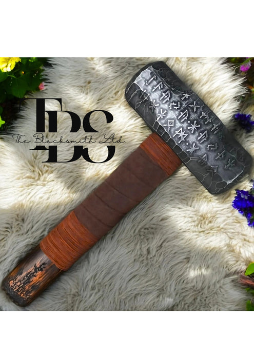 Handmade Thor's Hammer Mjolnir | 10-Inch Norse Runes Engraved Rustic Hammer | Christmas, Anniversary, Groomsmen Gift | Renaissance Faire Cosplay