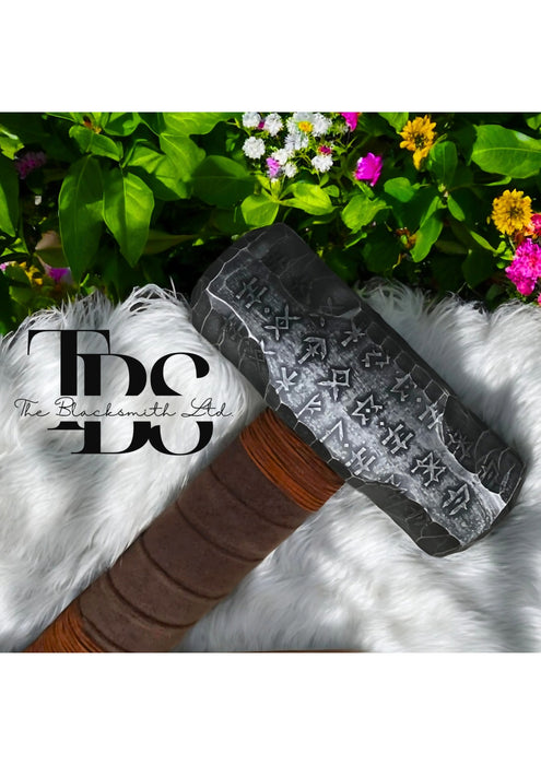 Handmade Thor's Hammer Mjolnir | 10-Inch Norse Runes Engraved Rustic Hammer | Christmas, Anniversary, Groomsmen Gift | Renaissance Faire Cosplay