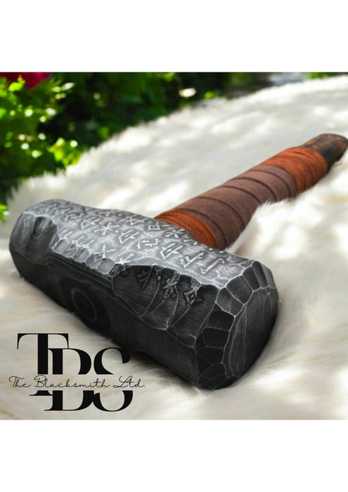 Handmade Thor's Hammer Mjolnir | 10-Inch Norse Runes Engraved Rustic Hammer | Christmas, Anniversary, Groomsmen Gift | Renaissance Faire Cosplay