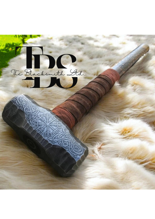 Berserker Hammer | 20-Inch Viking Hammer with Vegvisir Compass Engraving | Norse Mythology Weapon | Anniversary, Groomsmen, or Christmas Gift