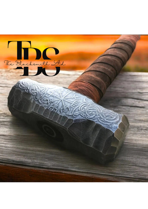 Berserker Hammer | 20-Inch Viking Hammer with Vegvisir Compass Engraving | Norse Mythology Weapon | Anniversary, Groomsmen, or Christmas Gift