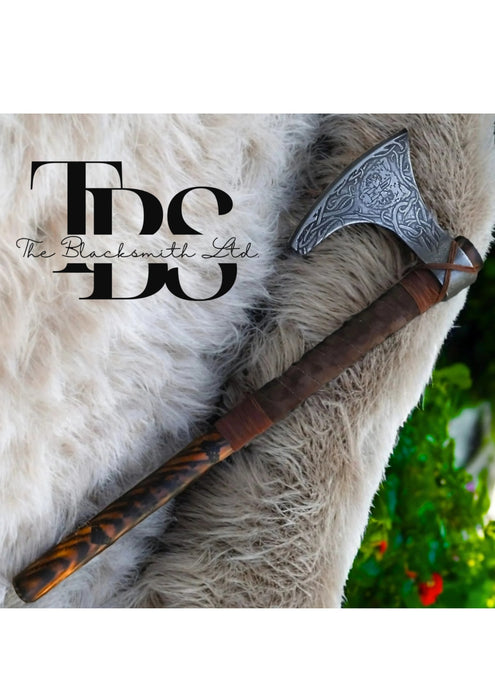 Viking Bear Axe | 18-Inch Hand-Forged Norse Axe with Runes & Bear Engravings | Perfect Christmas, Anniversary, or Groomsmen Gift