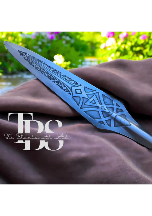 God of War Ragnarok Draupnir Spear – Hand-Engraved 60-Inch Spear | Rustic Home Decor & Renaissance Costume Gift | Engagement, Wedding, or Anniversary Gift