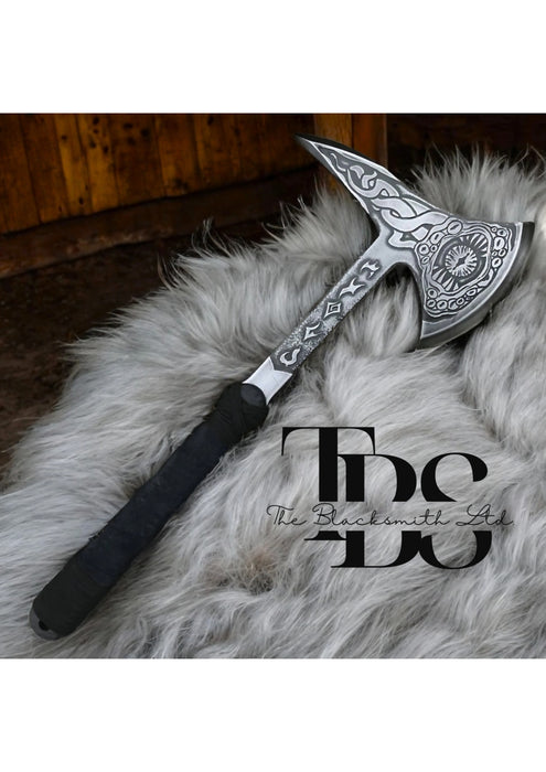 Hand Engraved Eldritch Horror Tomahawk – Cthulhu Mythology Tentacle Monster Design with Custom Runes | Unique Anniversary, Birthday, Christmas, or Groomsmen Gift