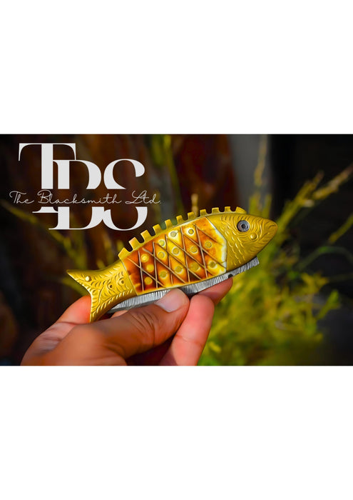 Fish-Shaped Foldable Pocket Knife – Compact Design in Multiple Colors with Golden Head and Tail, Perfect Everyday Carry, Unique Gift for Collectors, Groomsmen, Christmas, and Anniversaries - TheBlacksmithLtd #