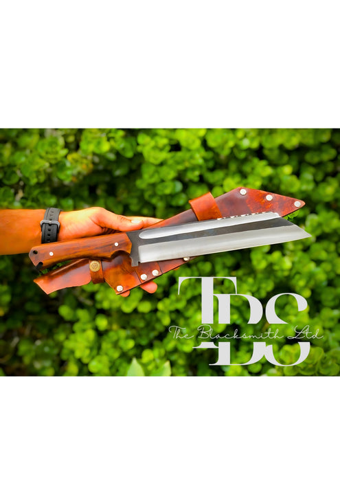 Handcrafted Stainless Steel Bushcraft Machete Knife with Brown Leather Sheath, Optional Engraved Wooden Gift Box, Outdoor Survival Blade, Groomsmen Gift, Christmas Gift, and Anniversary Gift - TheBlacksmithLtd #